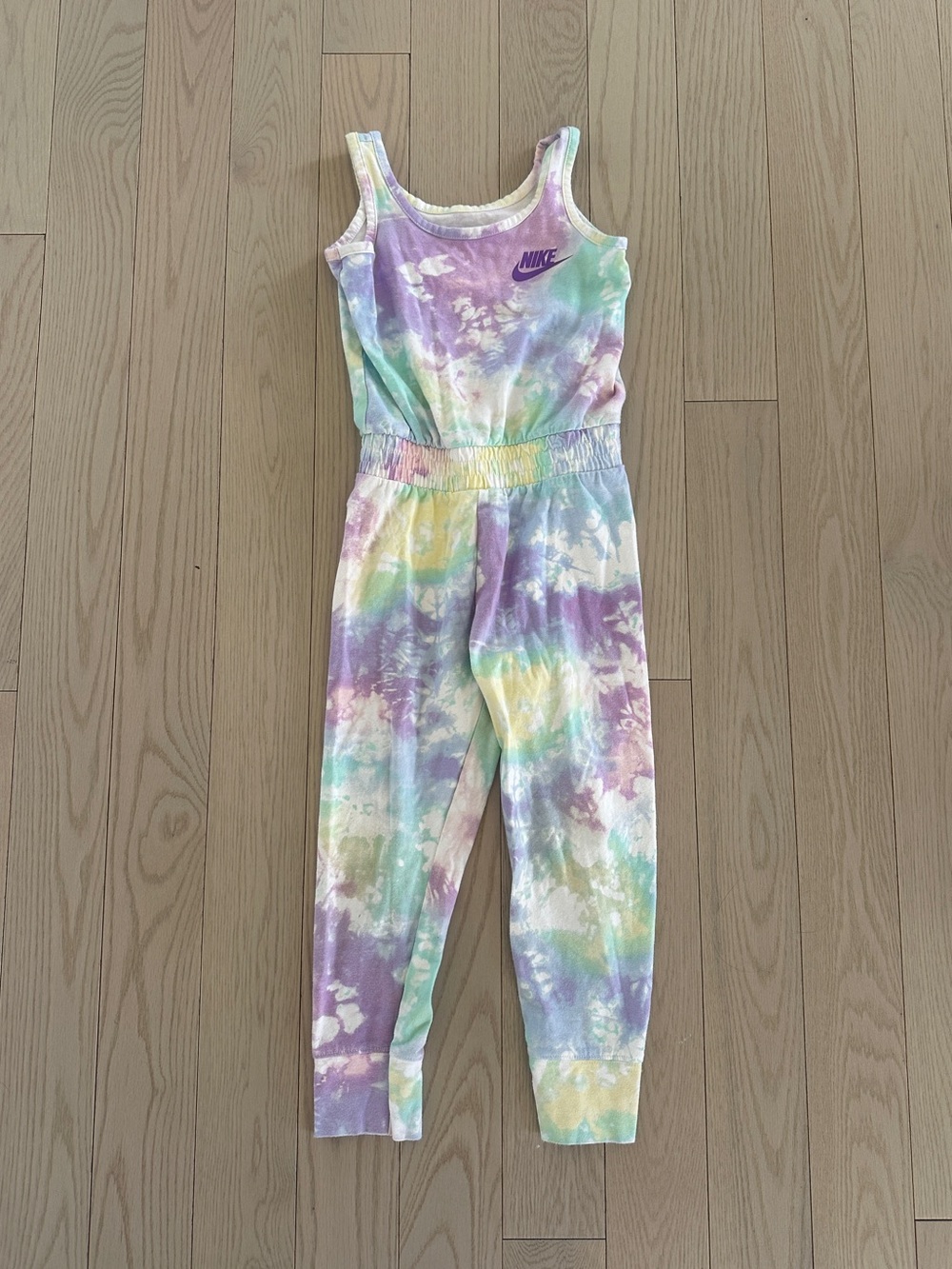 ☀️🎀Nike Girls' Pastel Tie-Dye Jumpsuit - Purple & Multicolor Size 3-4T